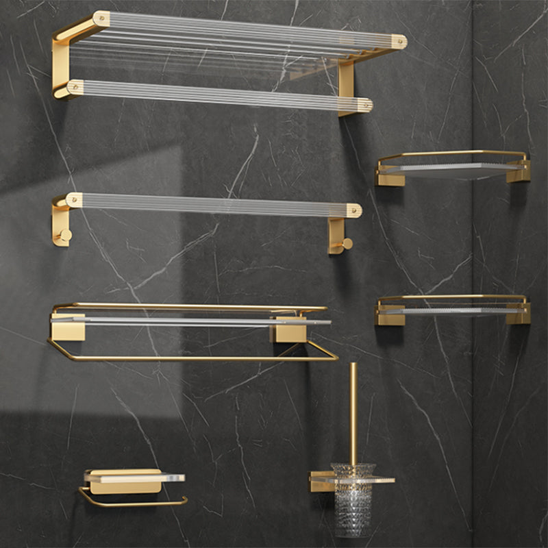 Gold Bathroom Storage Set with Towel Rack and Shelf