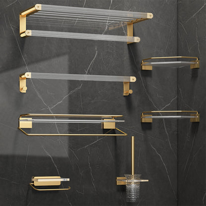 Gold Bathroom Storage Set with Towel Rack and Shelf