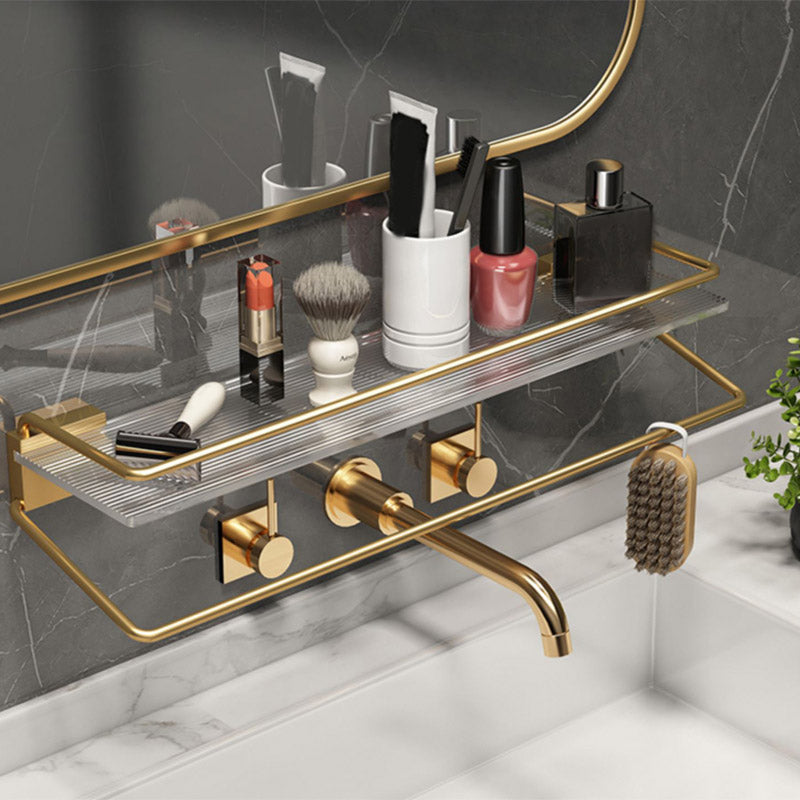 Gold Bathroom Storage Set with Towel Rack and Shelf