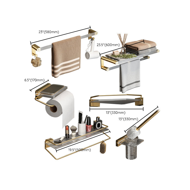 Gold Bathroom Storage Set with Towel Rack and Shelf