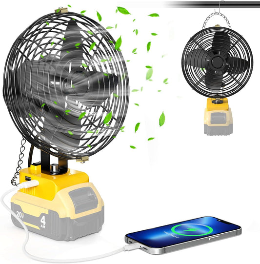 Compact Rechargeable Worksite Fan for Dewalt 20V Battery - Luxicro