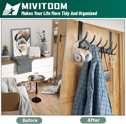 Wall Mount 6 Hook Storage Organizer Rack
