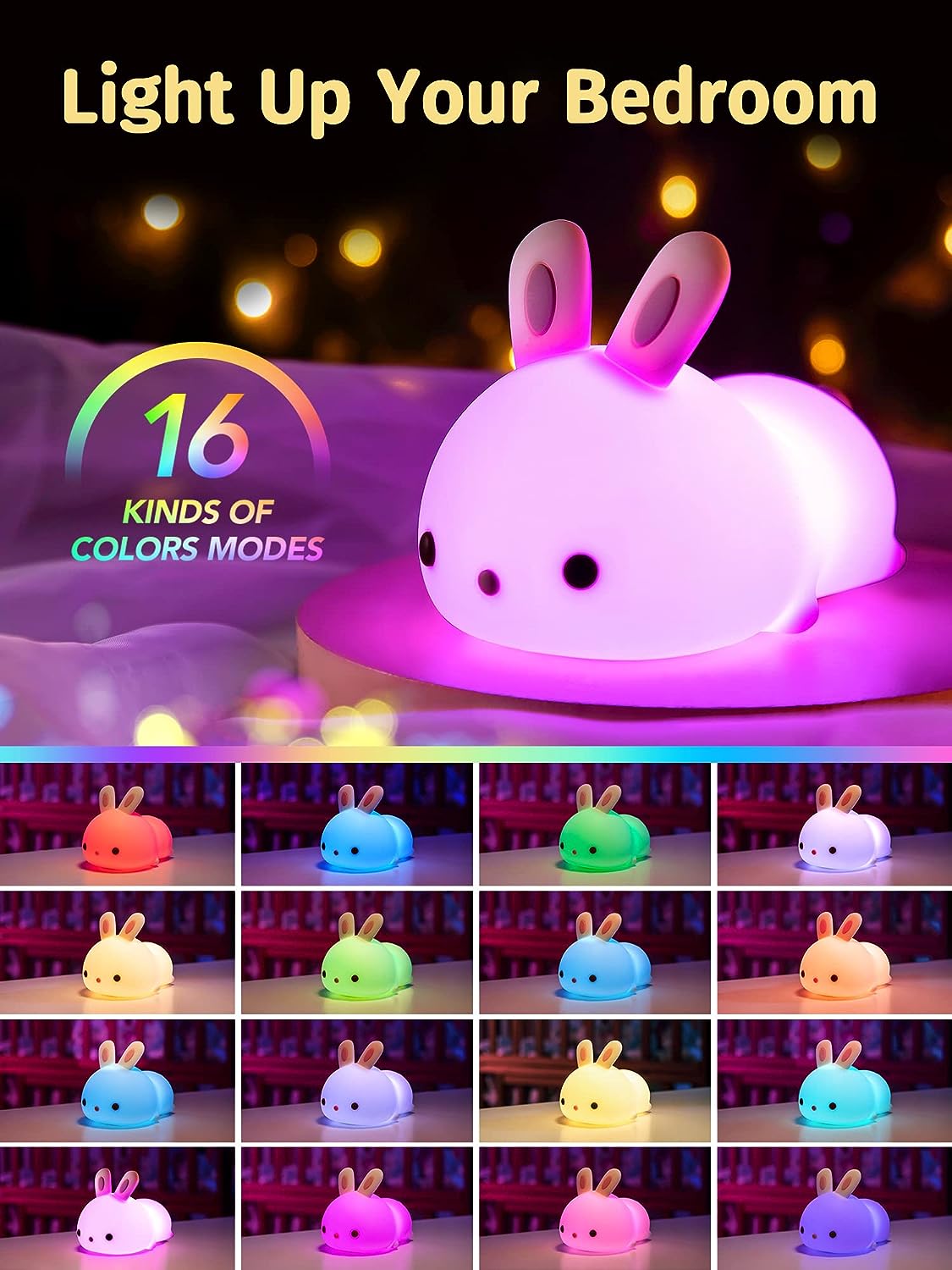 Cute Rabbit Plug in Color Changing Night Light
