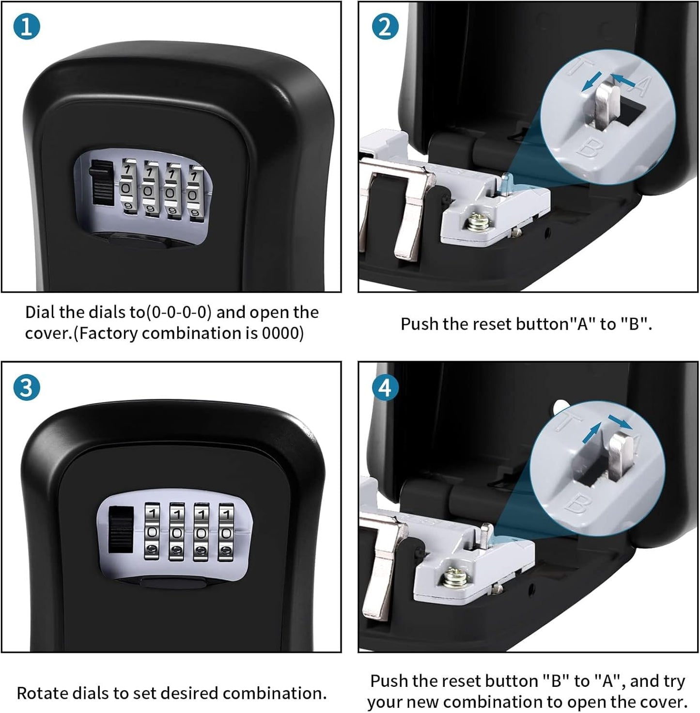 Safely Locked Key Storage Box with 4 Digit Combination