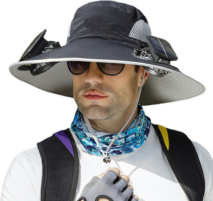 Breathable Outdoor Sun Hat with Cooling Fan - Luxicro