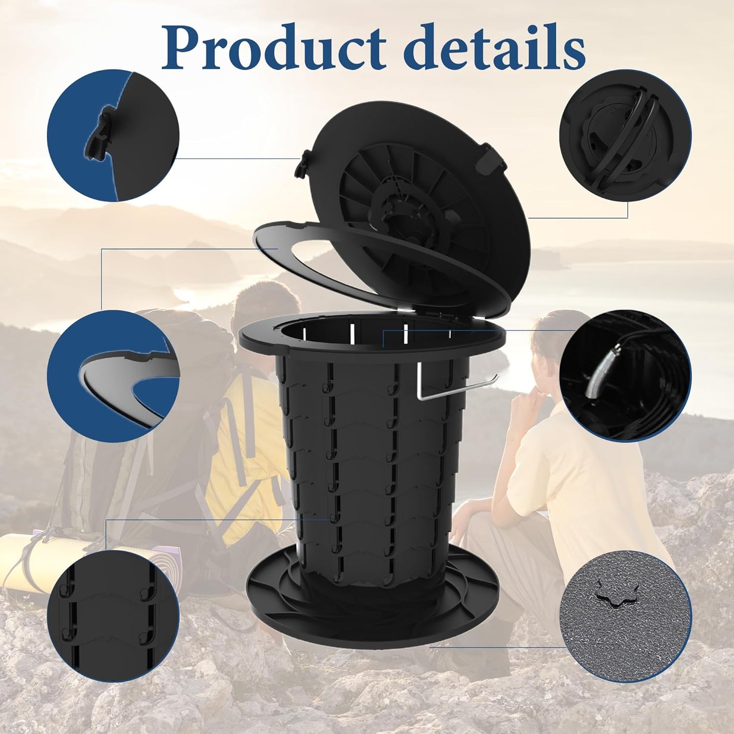 Compact Camping Toilet with Adjustable Legs