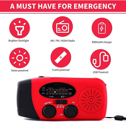 Compact Solar Powered Radio with Flashlight & Power Bank