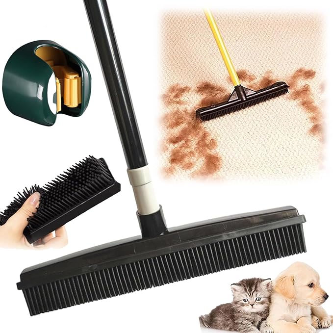 Gentle Pet Hair Removal Brush with Soft Rubber Bristles