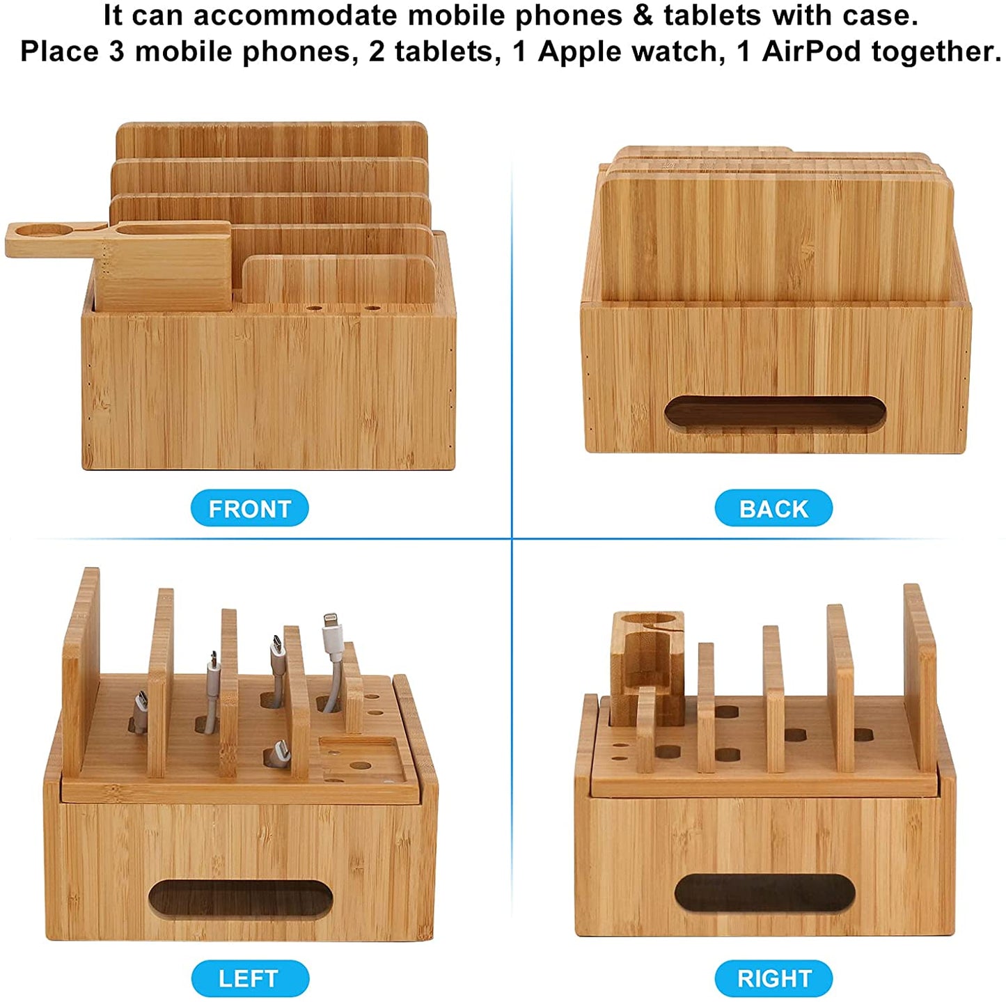 Eco Friendly Bamboo USB Charging Hub Organizer