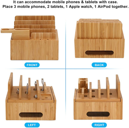 Eco Friendly Bamboo USB Charging Hub Organizer