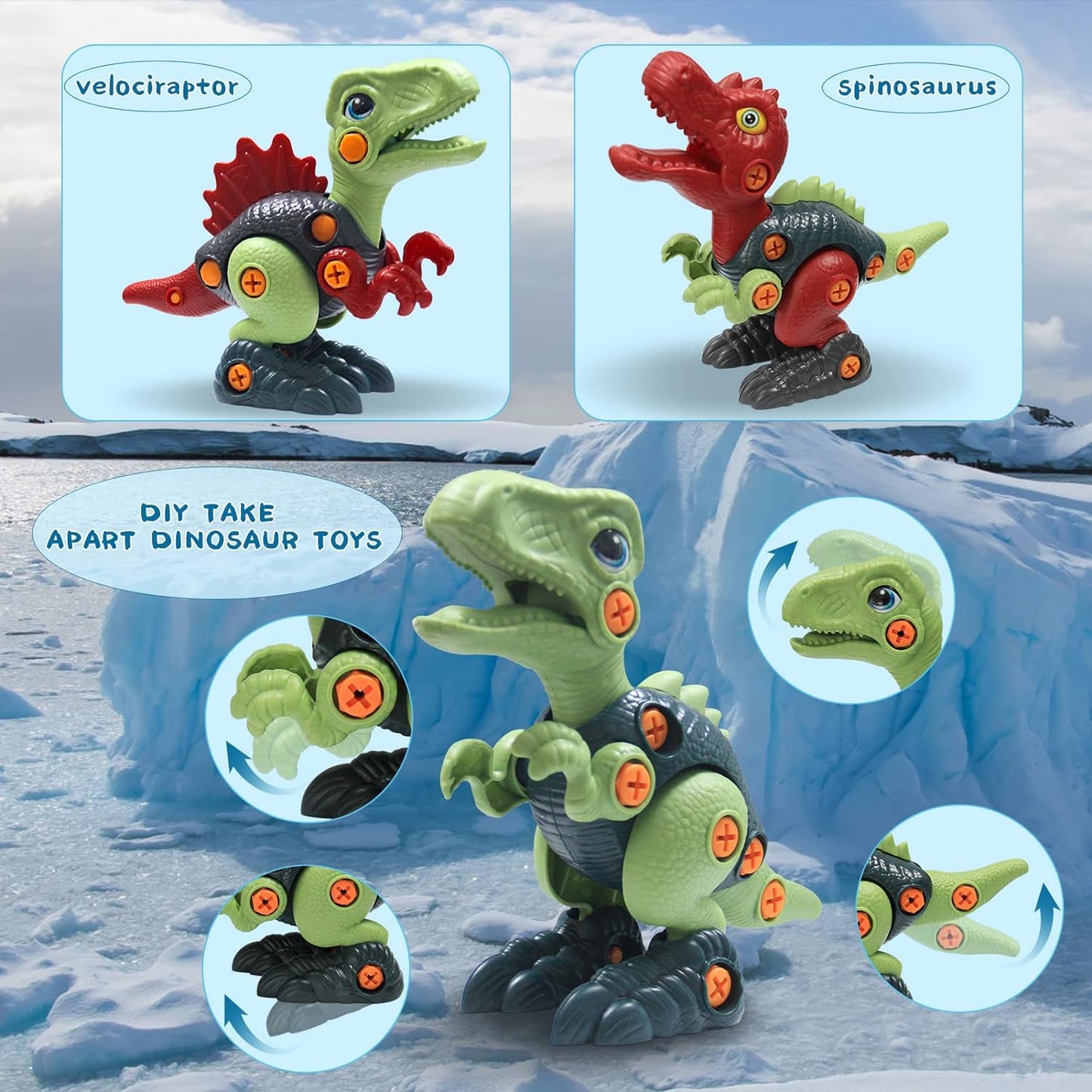 Colorful Kids Dino Construction Toy Set