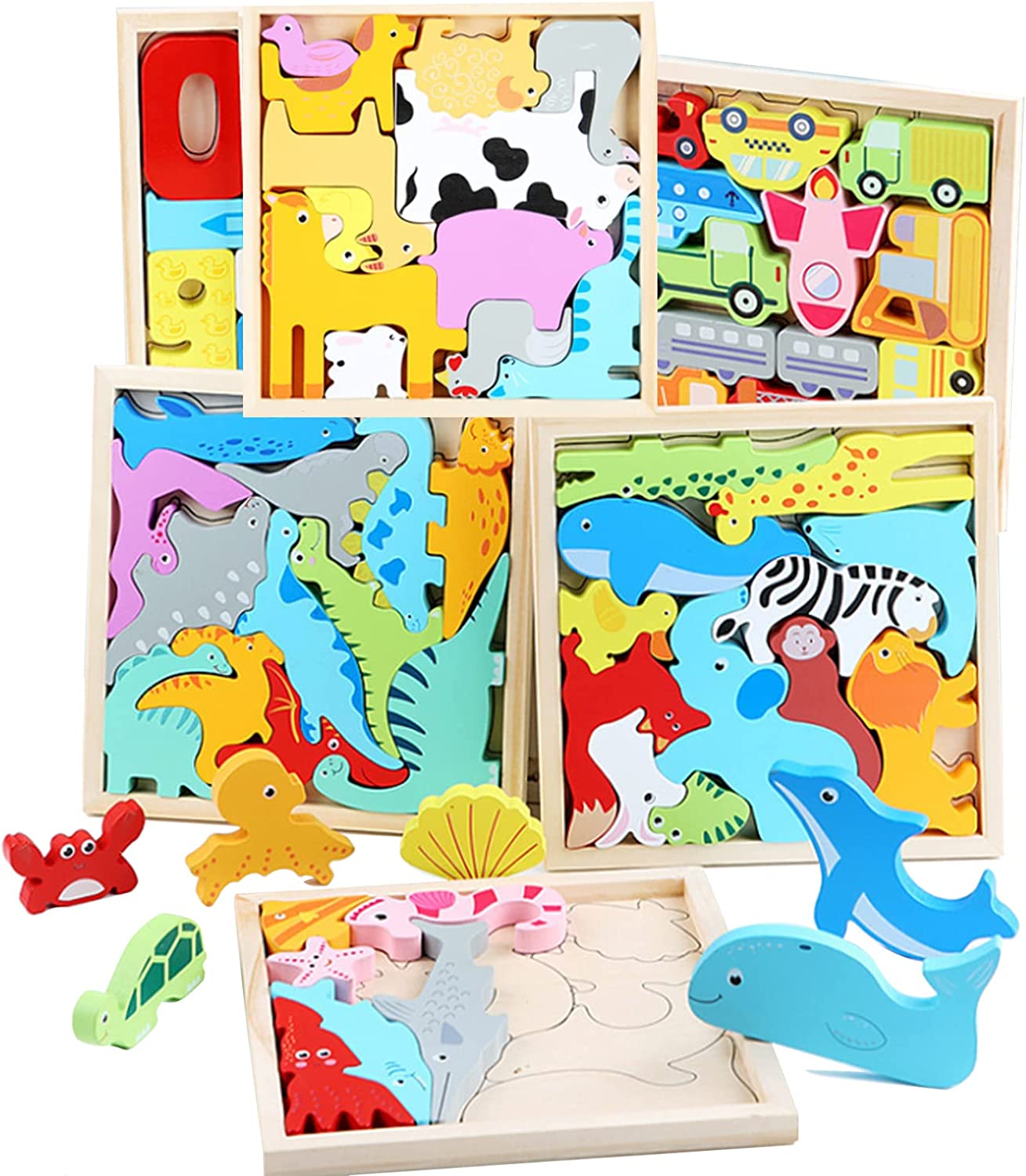 Colorful Wooden Brain Teaser Set 3 Pieces