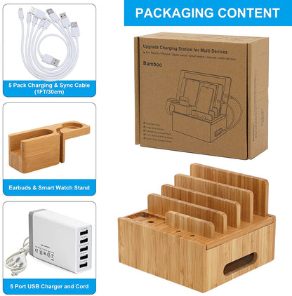 Eco Friendly Bamboo USB Charging Hub Organizer
