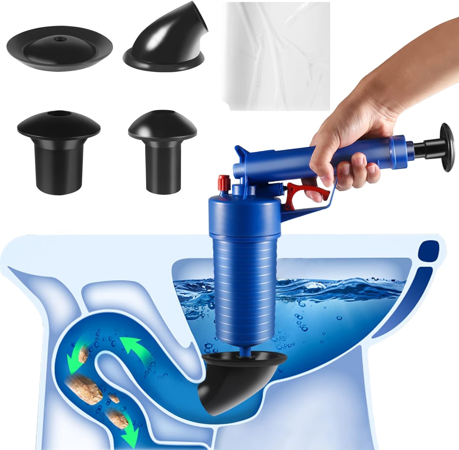 Powerful Toilet Plunger Drain Cleaner Tool - Luxicro