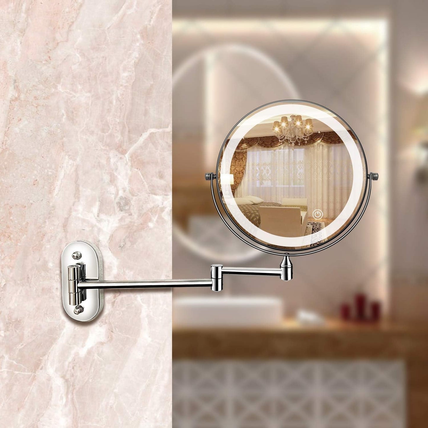 Bright LED Vanity Mirror Rechargeable Chrome Finish - Luxicro
