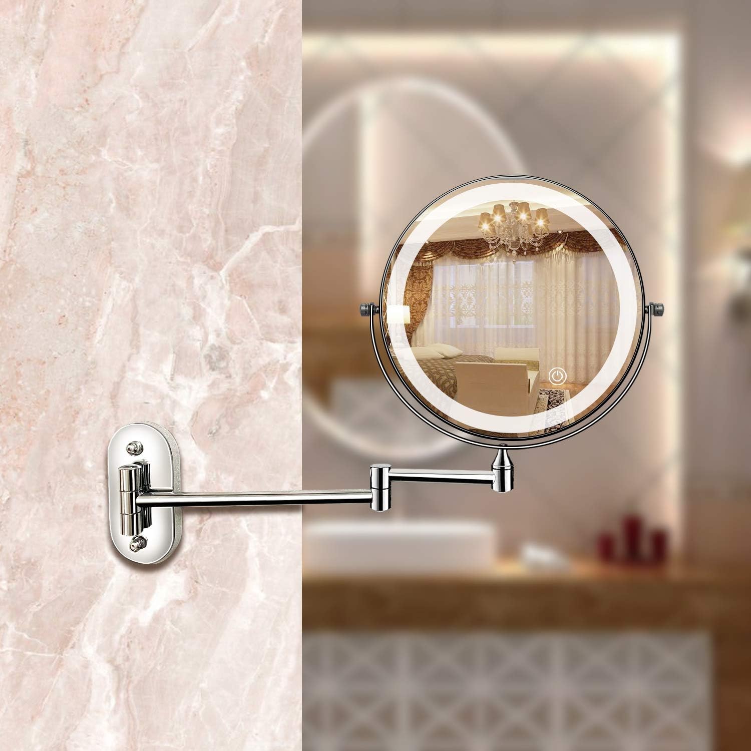 Bright LED Vanity Mirror Rechargeable Chrome Finish - Luxicro
