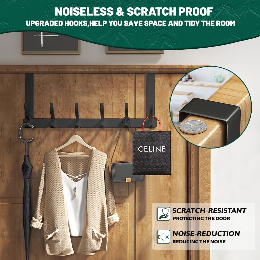 Wall Mount 6 Hook Storage Organizer Rack