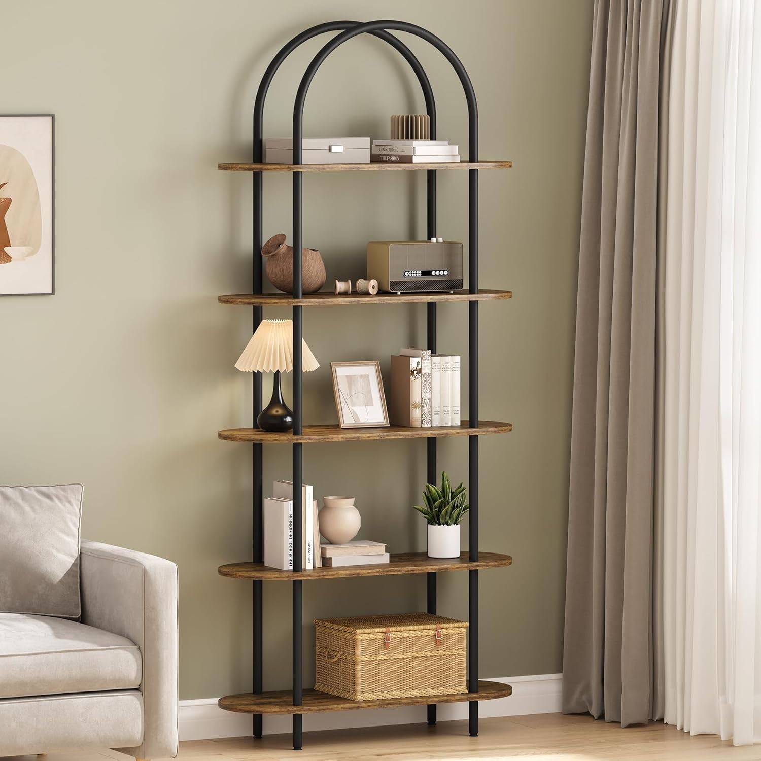 Curved Wooden Book Shelf - Luxicro
