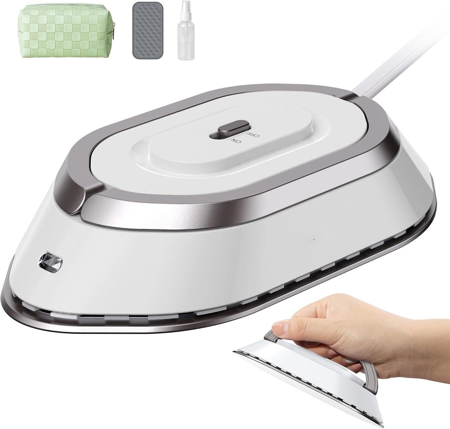 Compact Travel Iron with Non Stick Soleplate and Folding Handle