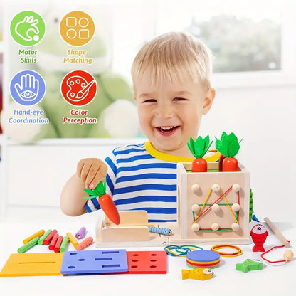 Classic 8-in-1 Wooden Learning Toy Box for Kids