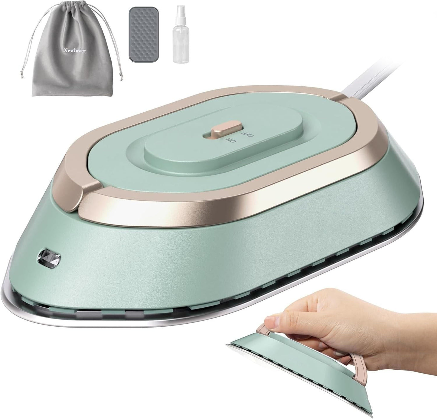 Compact Travel Iron with Non Stick Soleplate and Folding Handle