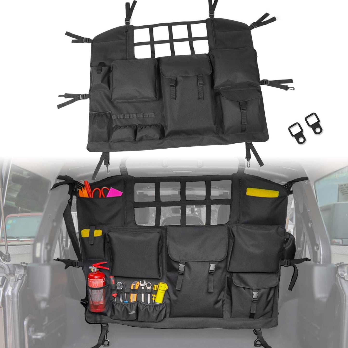 Vehicle Rear Cargo Storage Bag for Jeep - Large Pocket Organizer - Luxicro