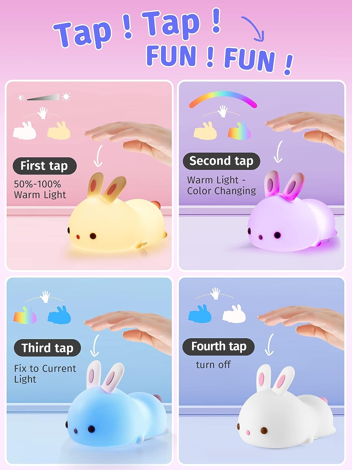 Cute Rabbit Plug in Color Changing Night Light