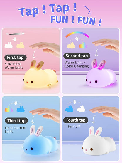 Cute Rabbit Plug in Color Changing Night Light