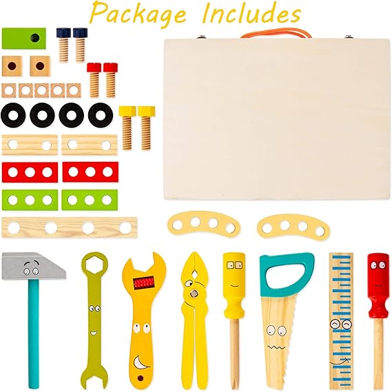 Children's Wooden Play Tool Kit Set
