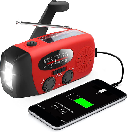 Compact Solar Powered Radio with Flashlight & Power Bank - Luxicro