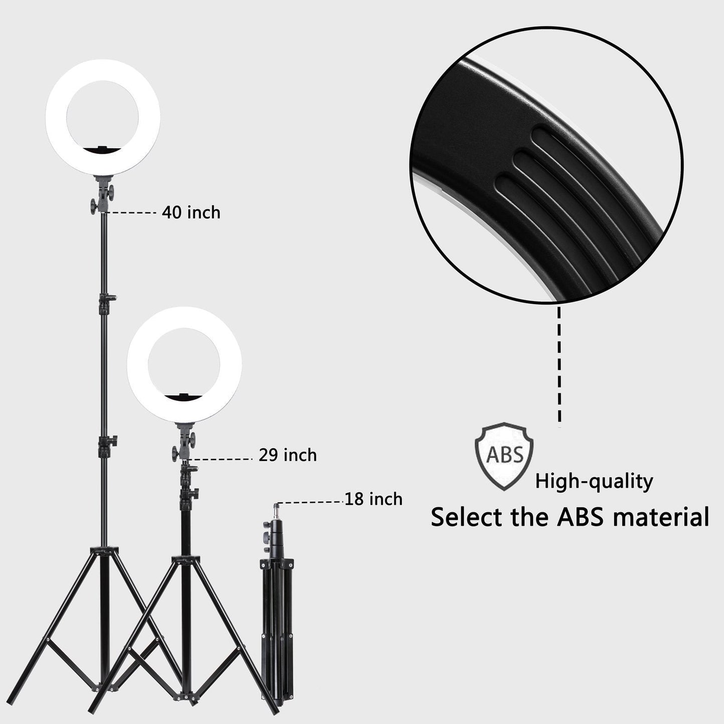 Portable Slim 18 LED Ring Light Kit with Stand