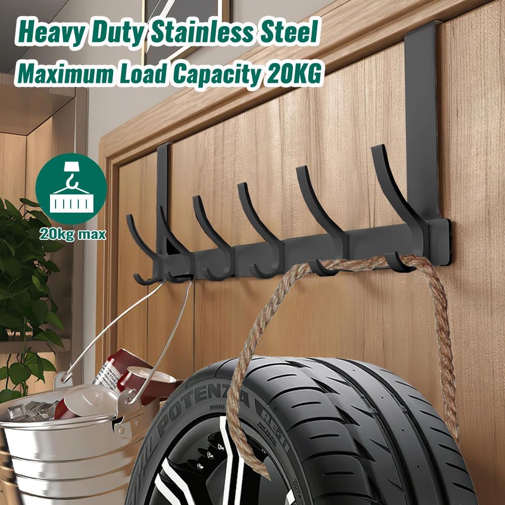 Wall Mount 6 Hook Storage Organizer Rack