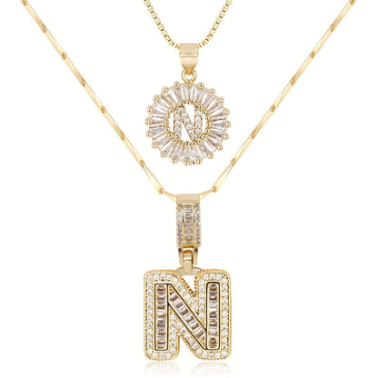 Custom 14k Gold Letter Diamond Necklaces