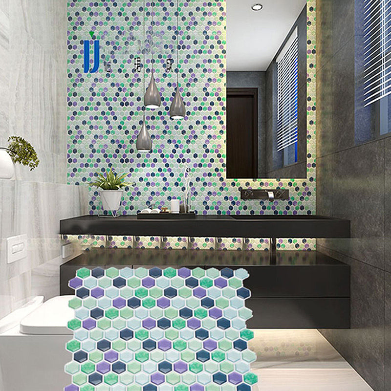Vibrant Glass Mosaic Stick On Tiles for Kitchen Backsplash