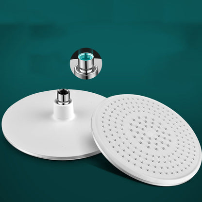 Modern White Fixed Round Shower Head Set - Luxicro