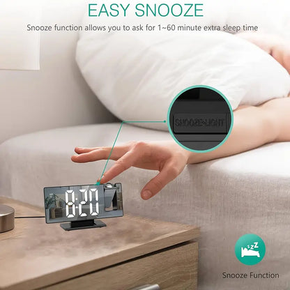 Adjustable LED Projection Clock with Temperature Display