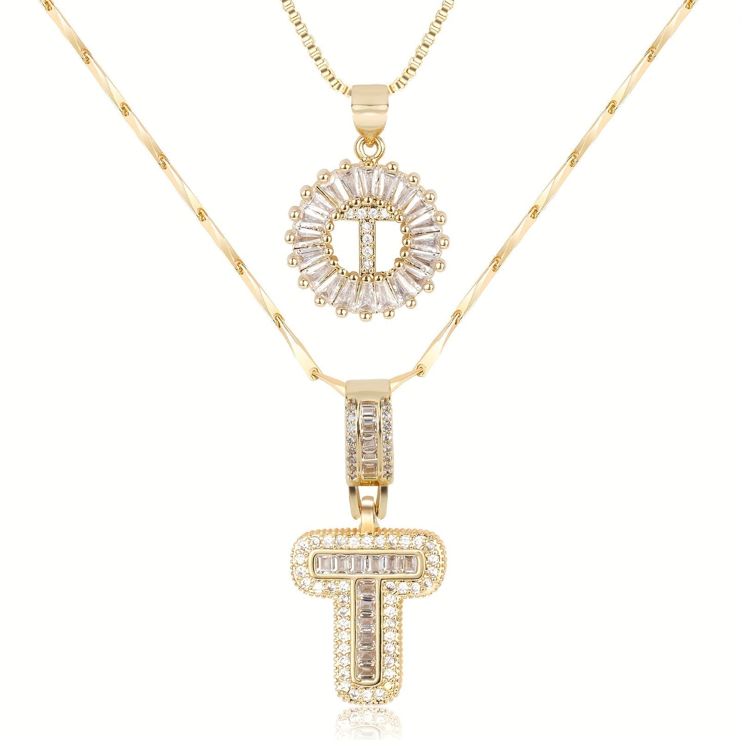 Custom 14k Gold Letter Diamond Necklaces