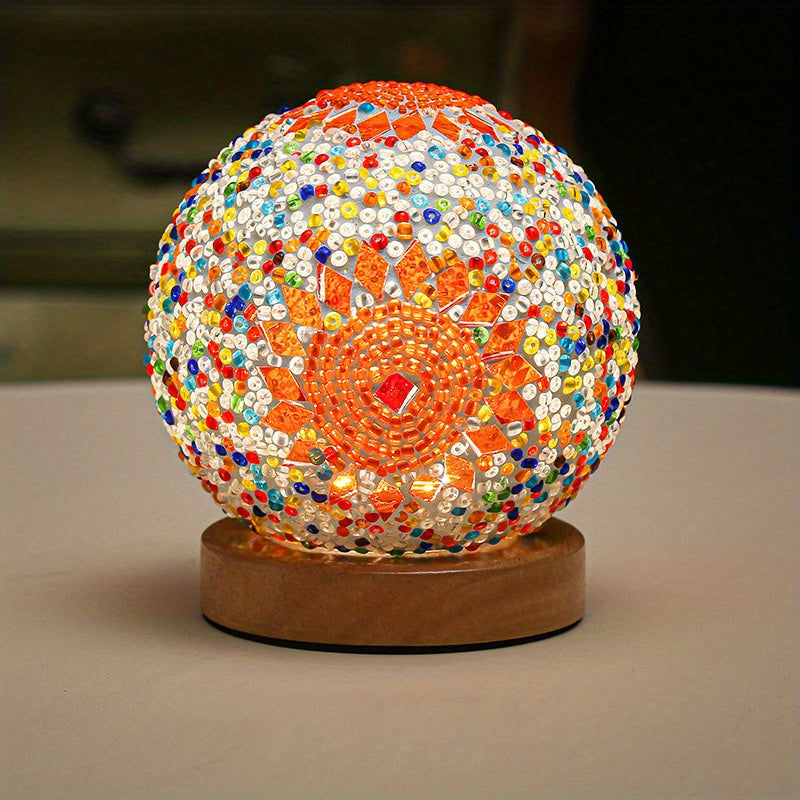 Beautiful Glass Table Lamp with Wooden Base