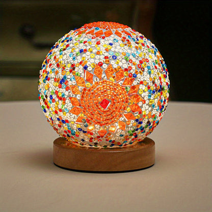 Beautiful Glass Table Lamp with Wooden Base