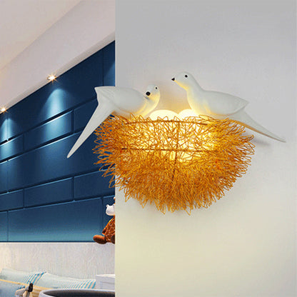 Elegant White LED Wall Sconce with Metal Bird Design - Luxicro