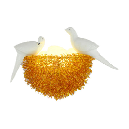 Elegant White LED Wall Sconce with Metal Bird Design