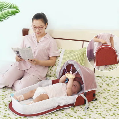 Portable Infant Travel Cot with Mesh