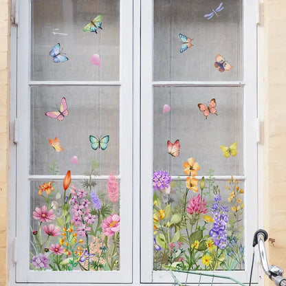Colorful Floral Static Window Sticker
