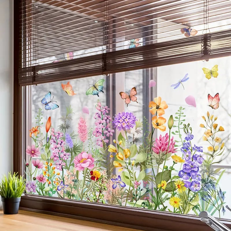 Colorful Floral Static Window Sticker