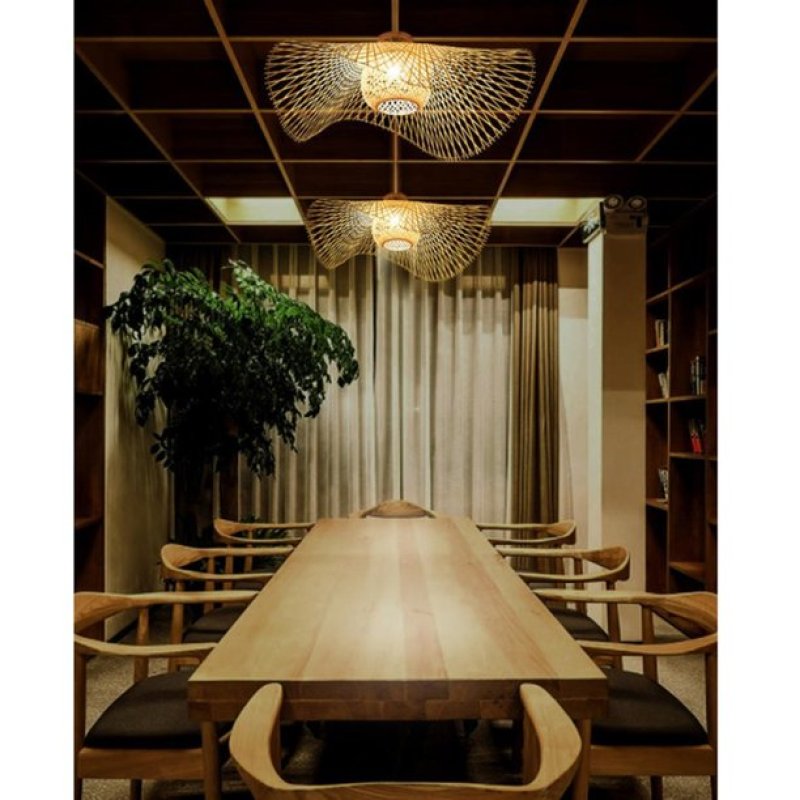 Rustic Woven Pendant Lamp with Asian Style