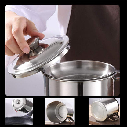 Heavy Duty Stainless Steel Oil Strainer Pot