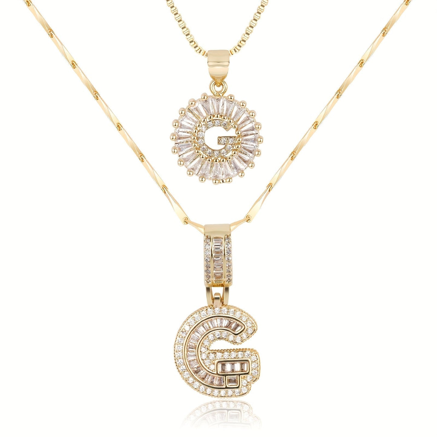 Custom 14k Gold Letter Diamond Necklaces