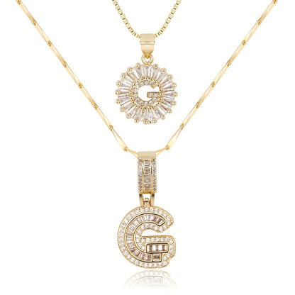 Custom 14k Gold Letter Diamond Necklaces