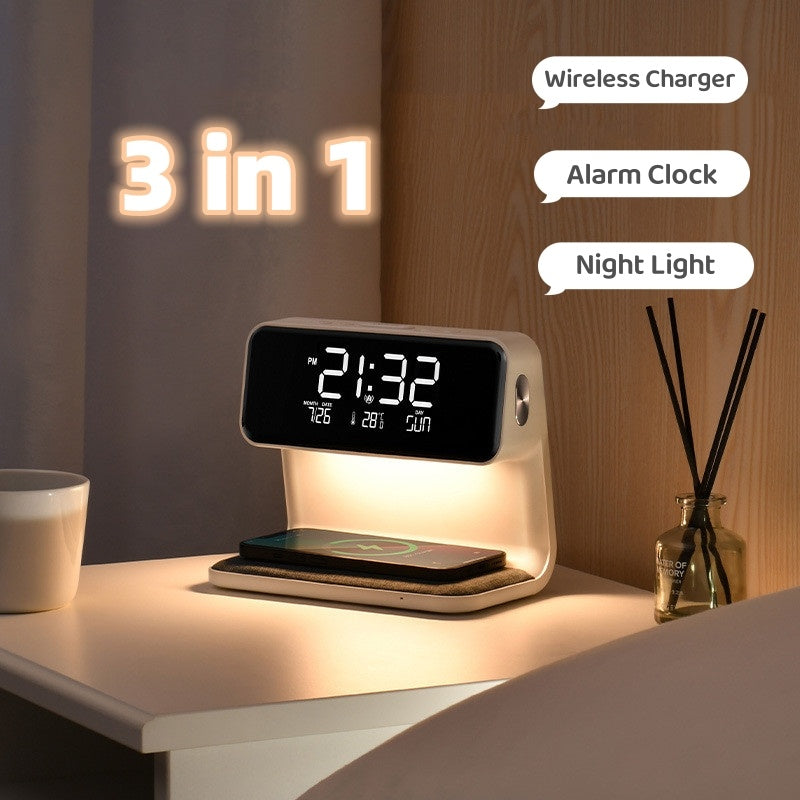 Convenient USB Bedside Lamp with Clock and Charger - Luxicro
