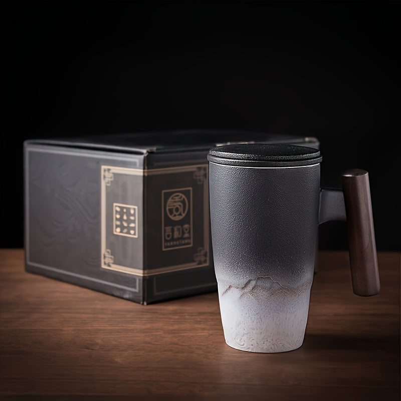 Classic Ceramic Tea Cup with Strainer and Handle
